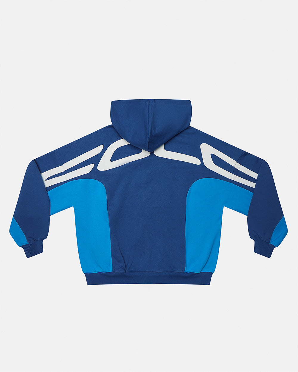 TWISTTER ZIP HOODIE BLUE - blue zip-up hoodie, back view - Cold Culture #packshot