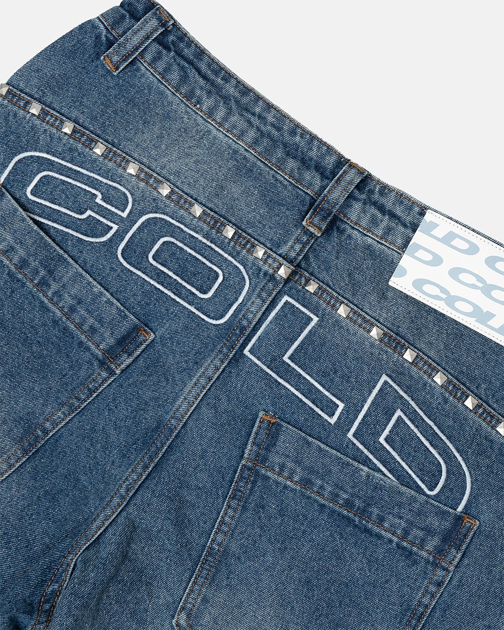 2010 DENIM PANTS BLUE DENIM - blue washed baggy jeans, detail close-up - Cold Culture