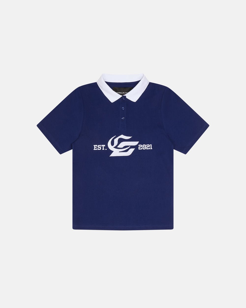 5th AURA SLIM POLO DARK BLUE - dark blue slim fit polo shirt, front view - Cold Culture #packshot