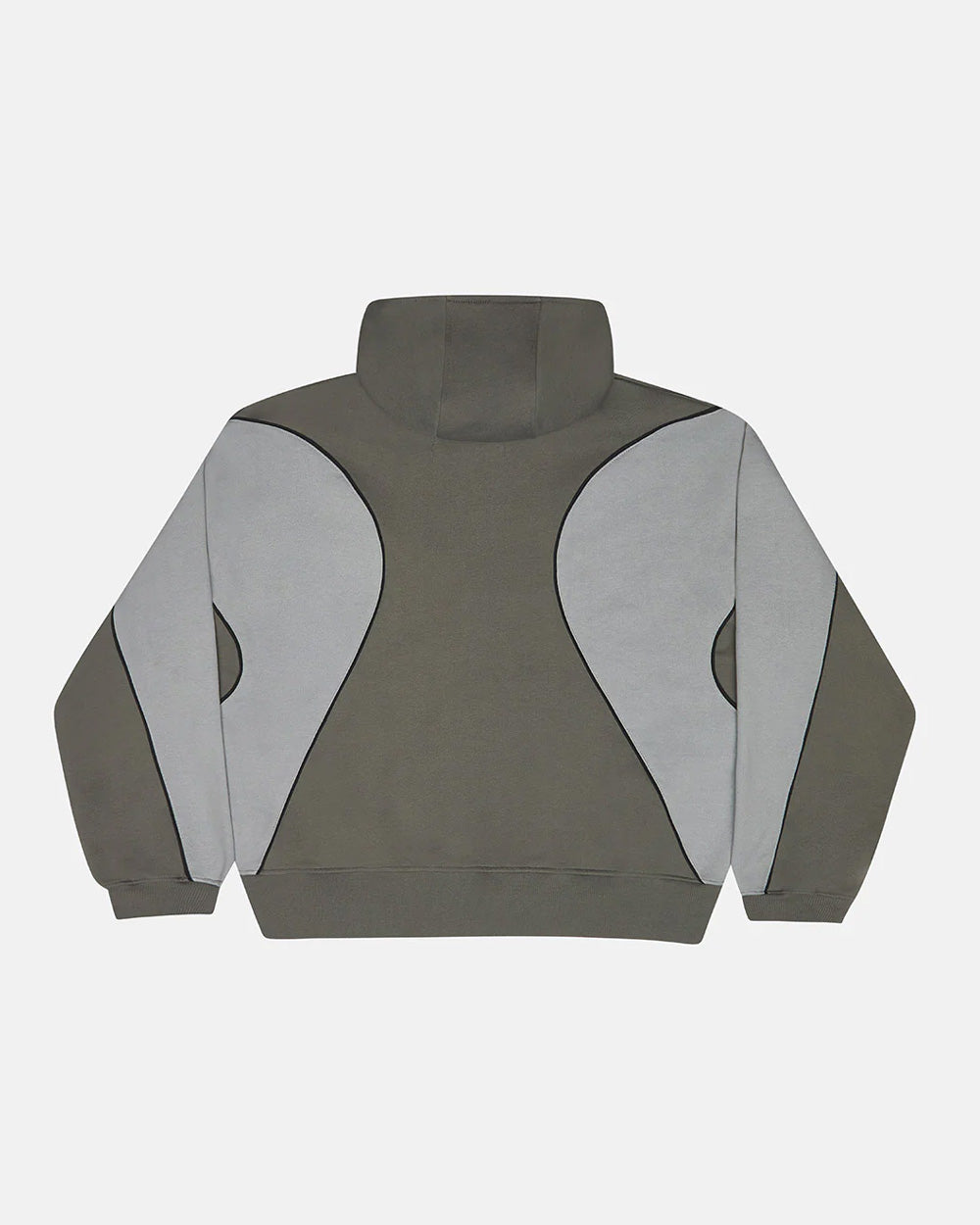 RUSH ZIPPER HOODIE GREY - grey two-tone zip-up hoodie, back view - Cold Culture #packshot