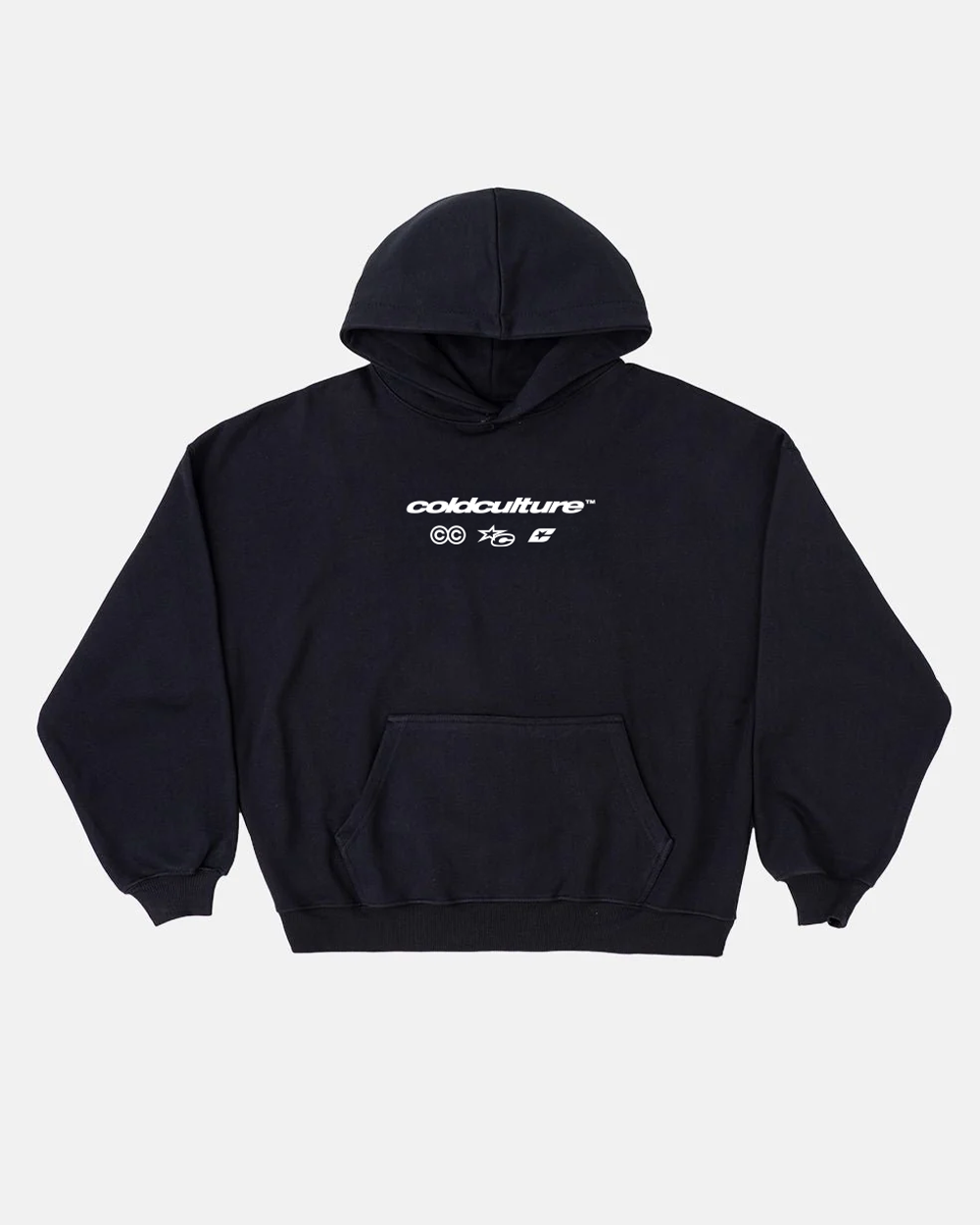 ELECTRIC SHINE HOODIE BLACK - black graphic print hoodie, front view - Cold Culture #packshot