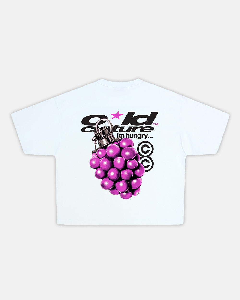 BOOM TEE WHITE - white graphic print tee, back view - Cold Culture #packshot