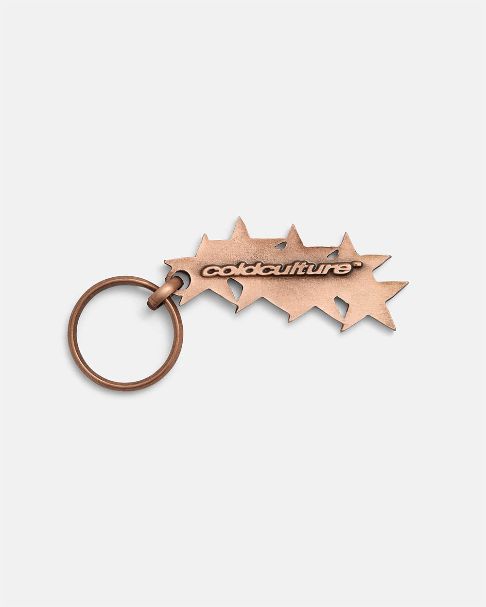 STARS KEYCHAIN METAL COPPER - copper stars metal keychain, back view - Cold Culture #packshot