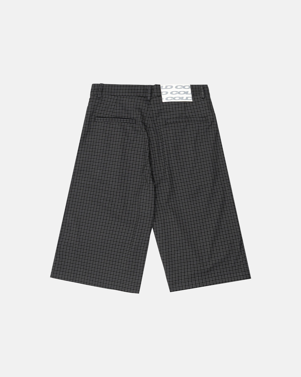 CHECK PARACHUTE JORT DARK GREY - dark grey check shorts, back view - Cold Culture #packshot