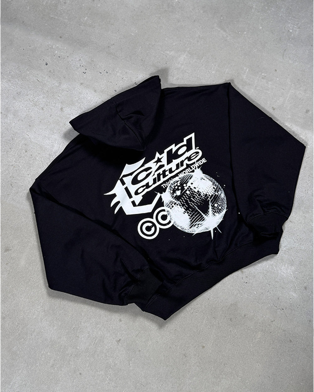 AFTER DARK HOODIE BLACK - black graphic print hoodie, flat lay - Cold Culture