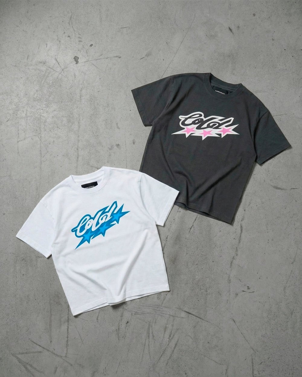 ALL STARS TEE DARK GREY - dark grey graphic print tee, flat lay with matching pieces - Cold Culture