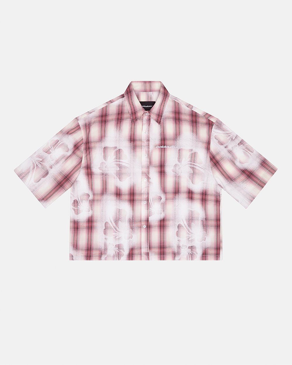 ALOHA SHIRT PINK - pink plaid short sleeve shirt, front view - Cold Culture #packshot