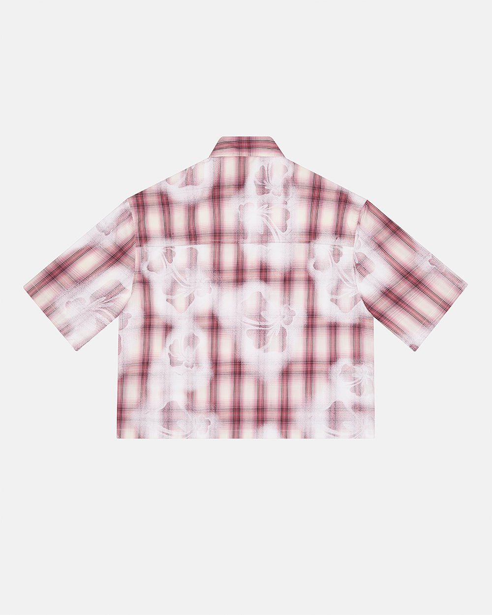 ALOHA SHIRT PINK - pink plaid short sleeve shirt, back view - Cold Culture #packshot