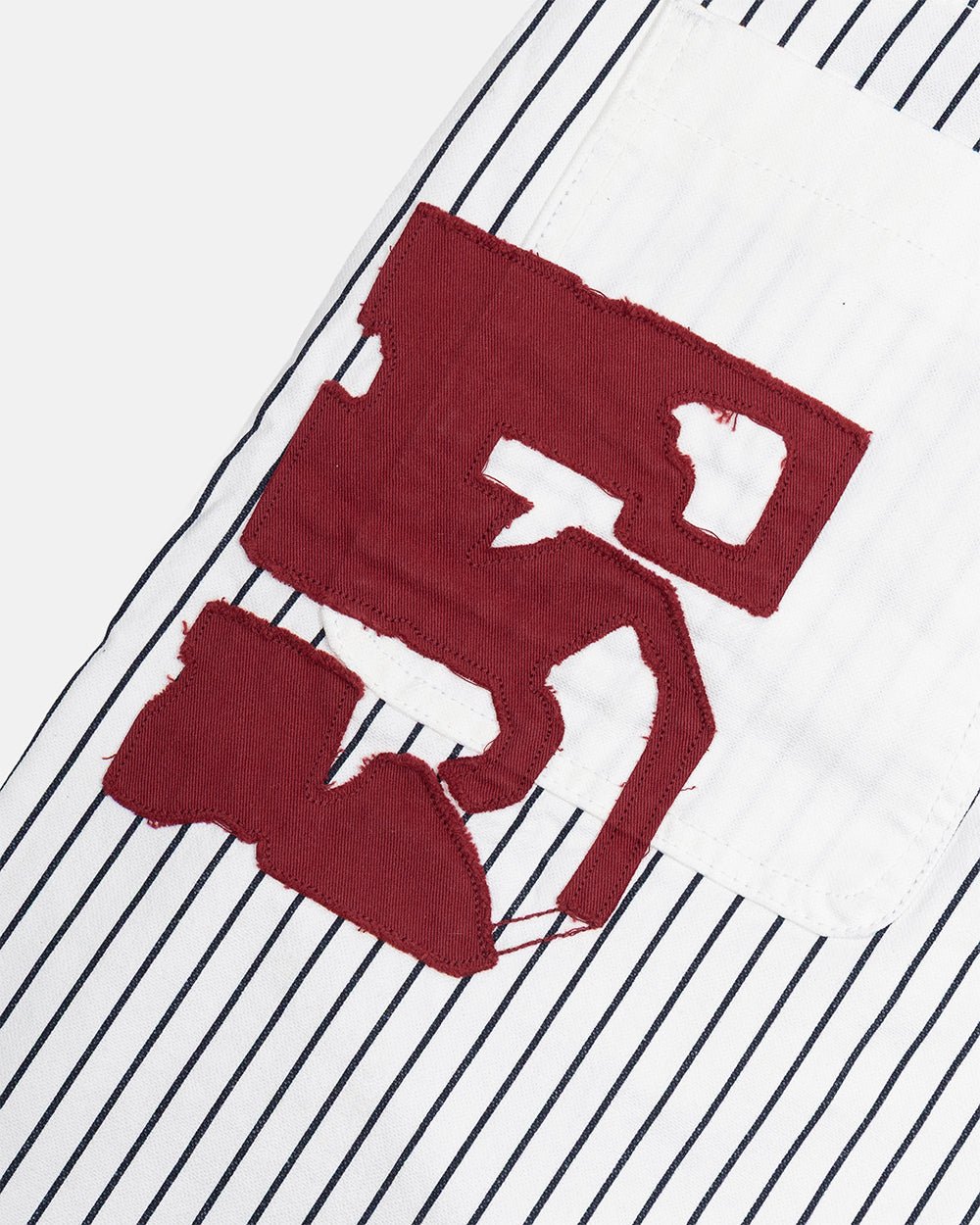 ARMED SAILOR V2 SHORTS WHITE - white pinstriped shorts, detail close-up - Cold Culture