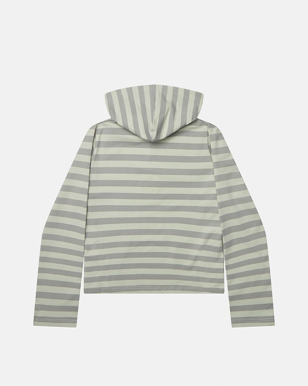 BABY SCRIPT HOODIE GREY - grey striped women's hoodie, back view - Cold Culture #packshot
