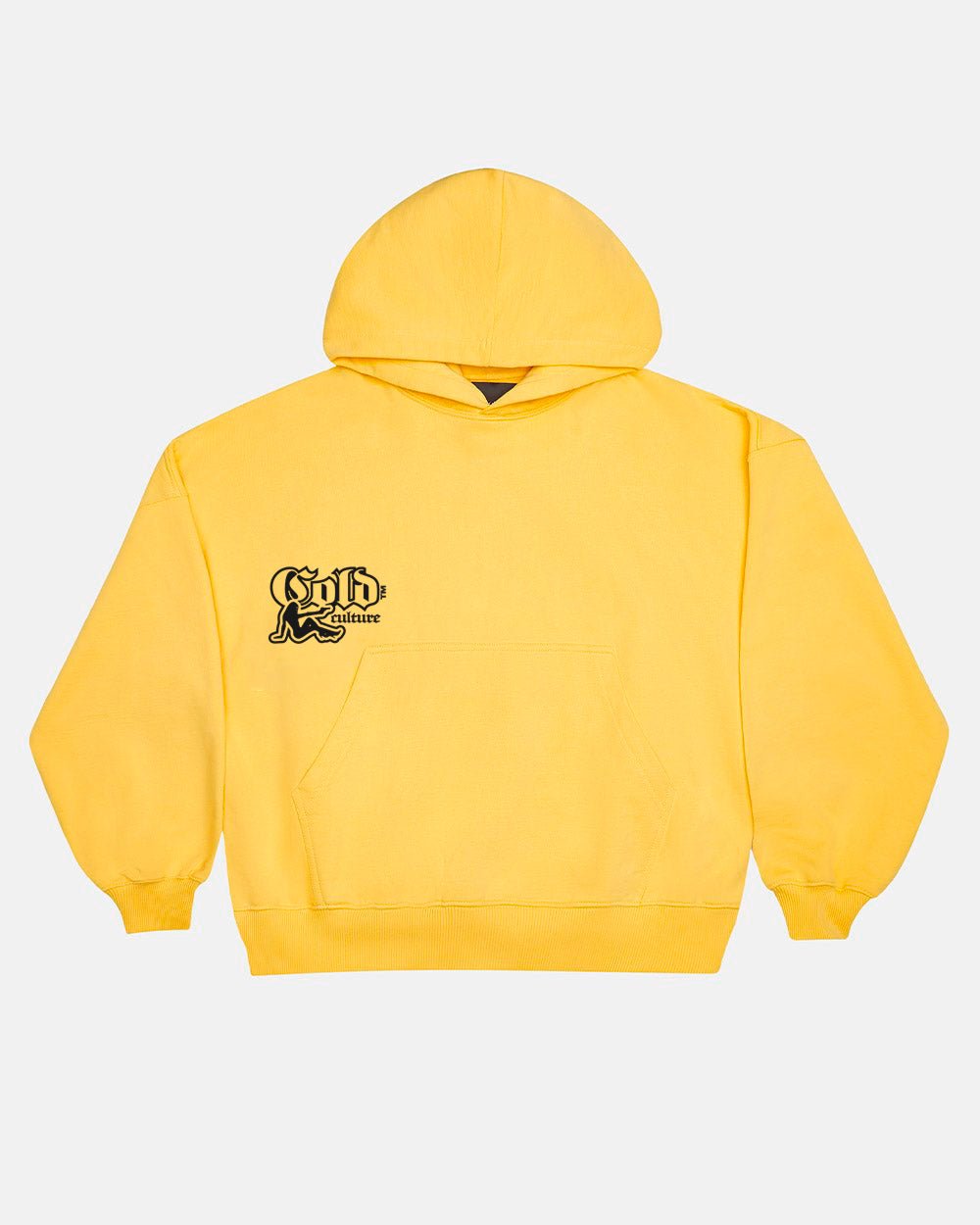 BANG BANG HOODIE YELLOW - yellow graphic print hoodie, front view - Cold Culture #packshot