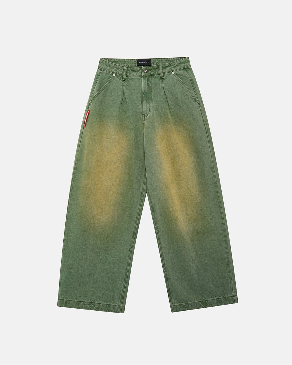 BARREL V4 PANTS GREEN - green washed barrel pants, front view - Cold Culture #packshot