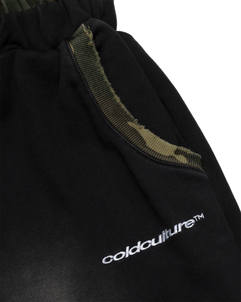 BLACK OPS SWEATPANTS BLACK - washed black sweatpants, detail close-up - Cold Culture