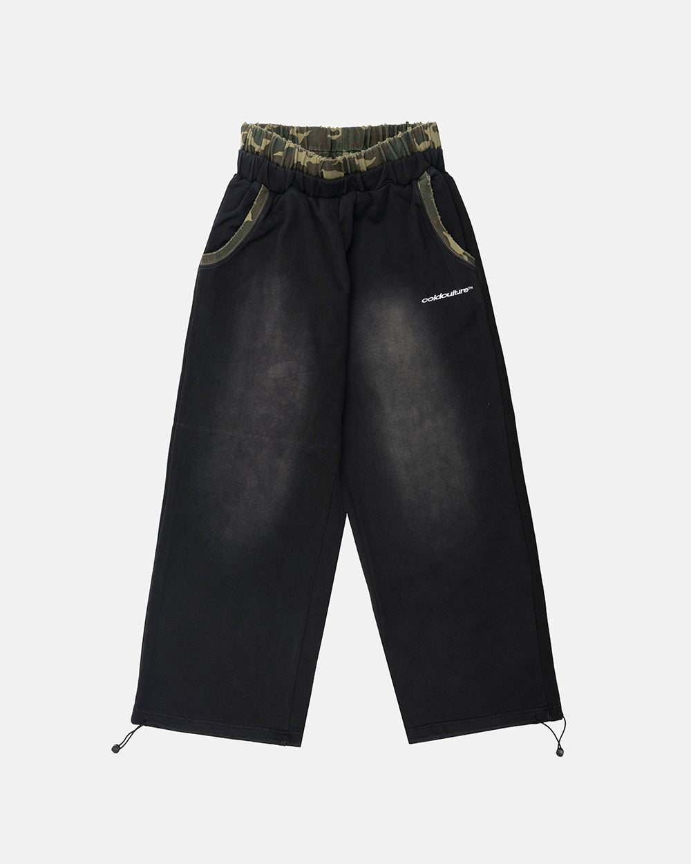 BLACK OPS SWEATPANTS BLACK - washed black sweatpants, flat lay - Cold Culture #packshot
