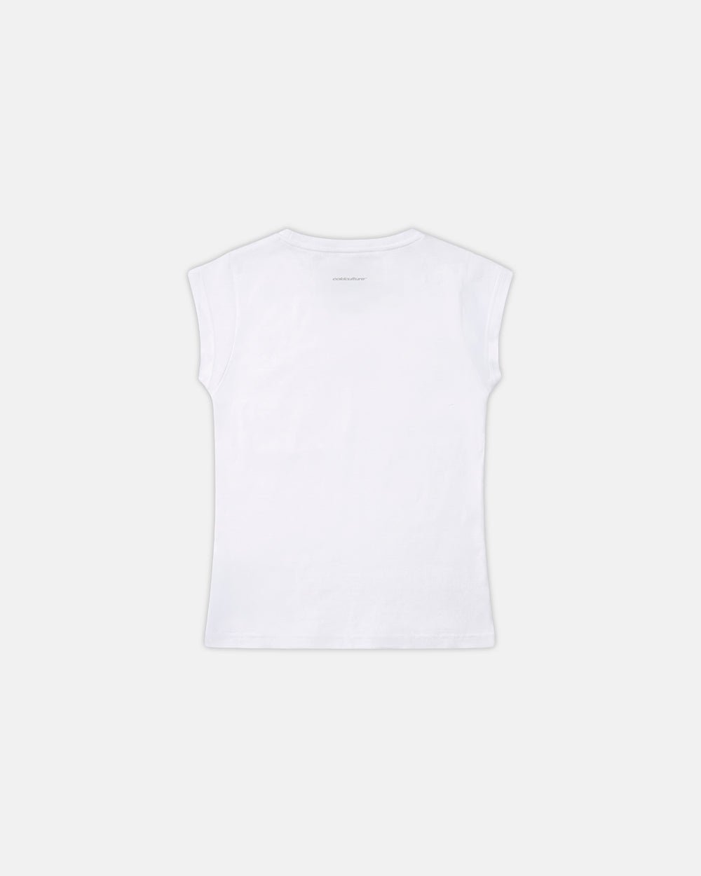 BLING BABY TEE WHITE - white rhinestone logo baby tee, flat lay - Cold Culture #packshot