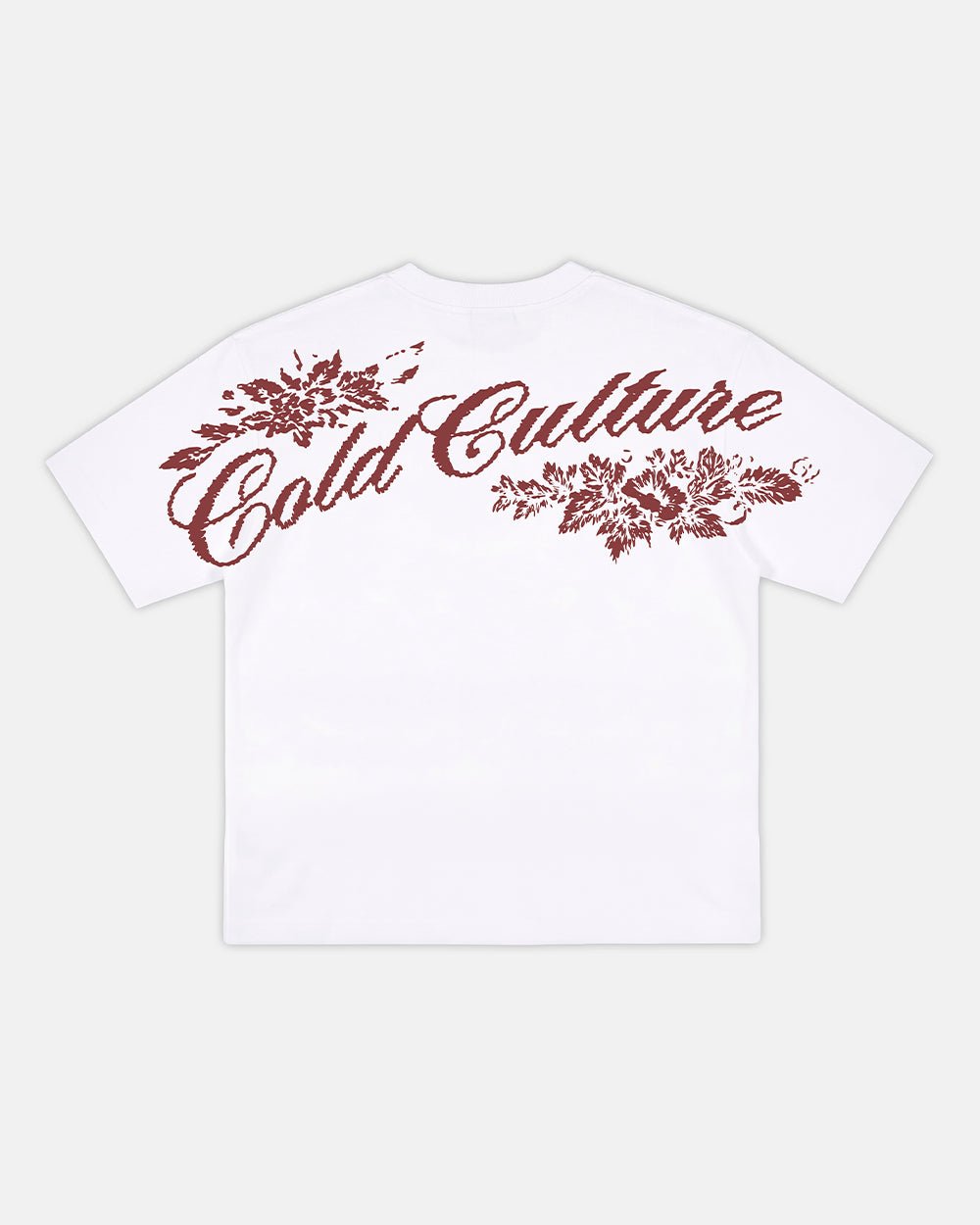 BLOOM TEE WHITE - white floral print tee, back view - Cold Culture #packshot