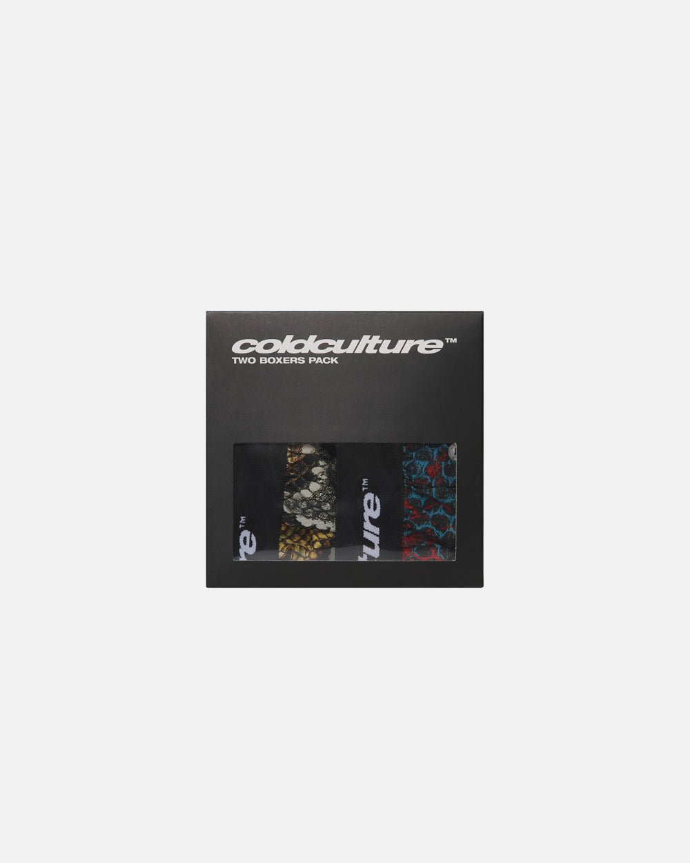 BOXERS DARK PACK - snake print boxers, front view - Cold Culture #packshot