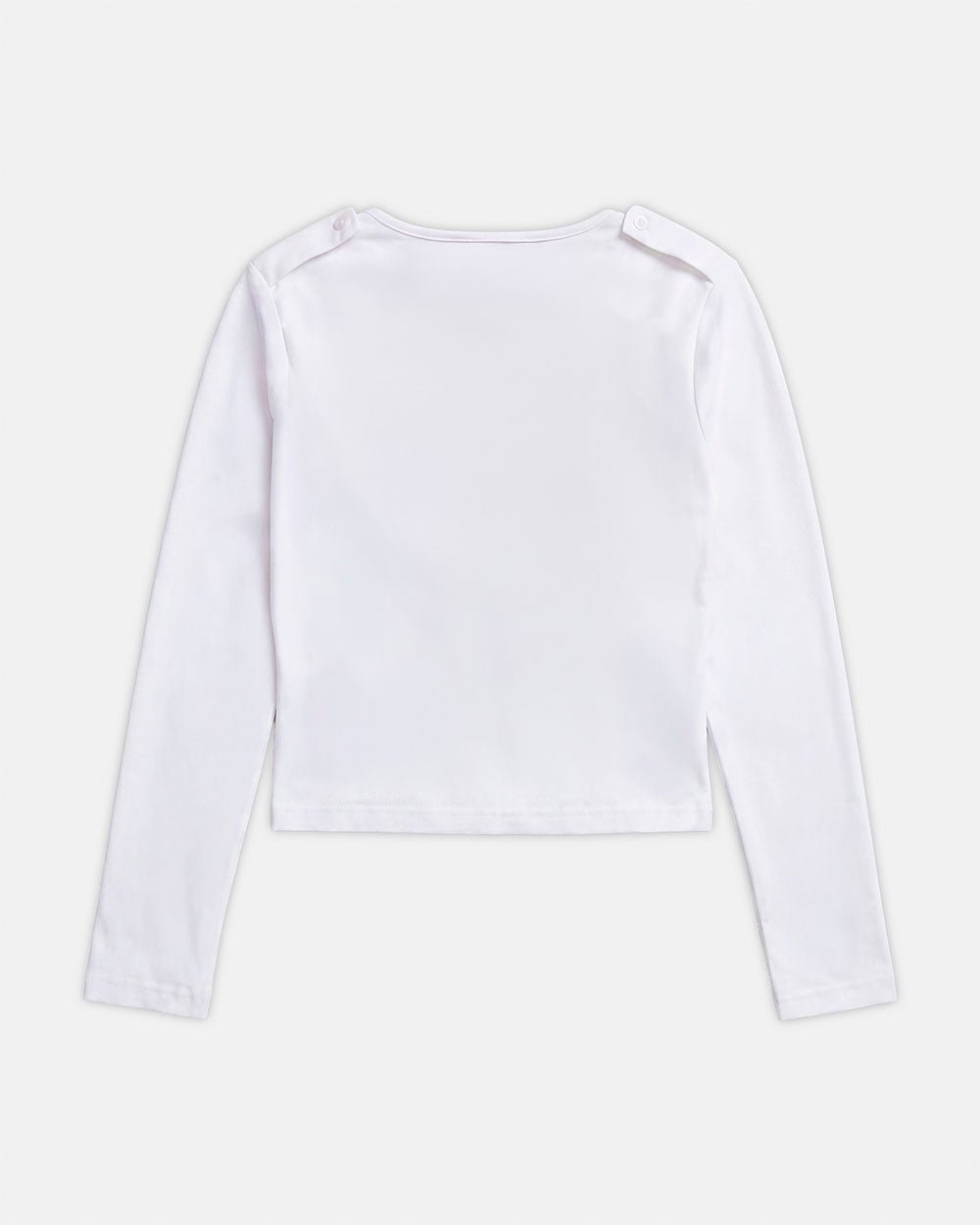 BREEZY LONGSLEEVE TEE WHITE - white henley longsleeve tee, back view - Cold Culture #packshot
