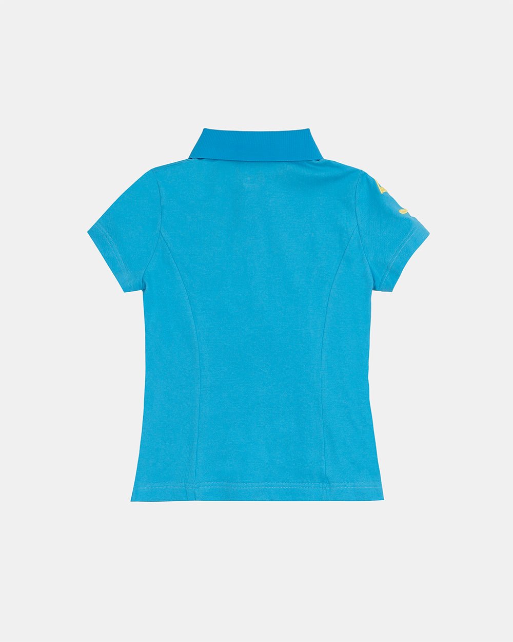 BRIDLE POLO BLUE - blue embroidered polo shirt, back view - Cold Culture #packshot