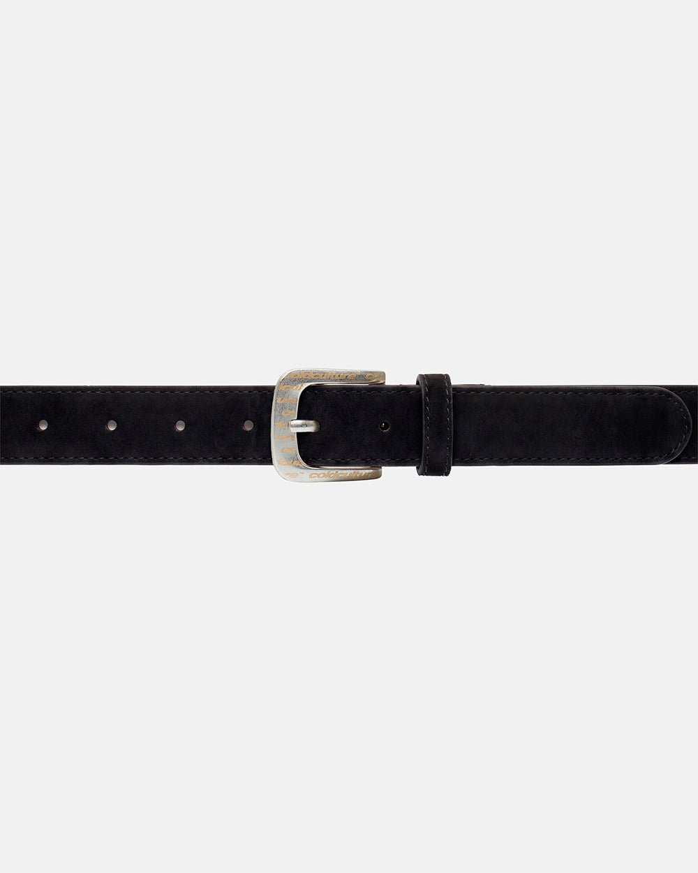 BULL'S EYE BELT BLACK - black studded belt, detail close-up - Cold Culture