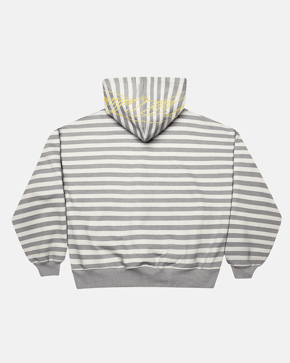 BUMBLE BEE HOODIE DARK GREY - grey striped hoodie, back view - Cold Culture #packshot