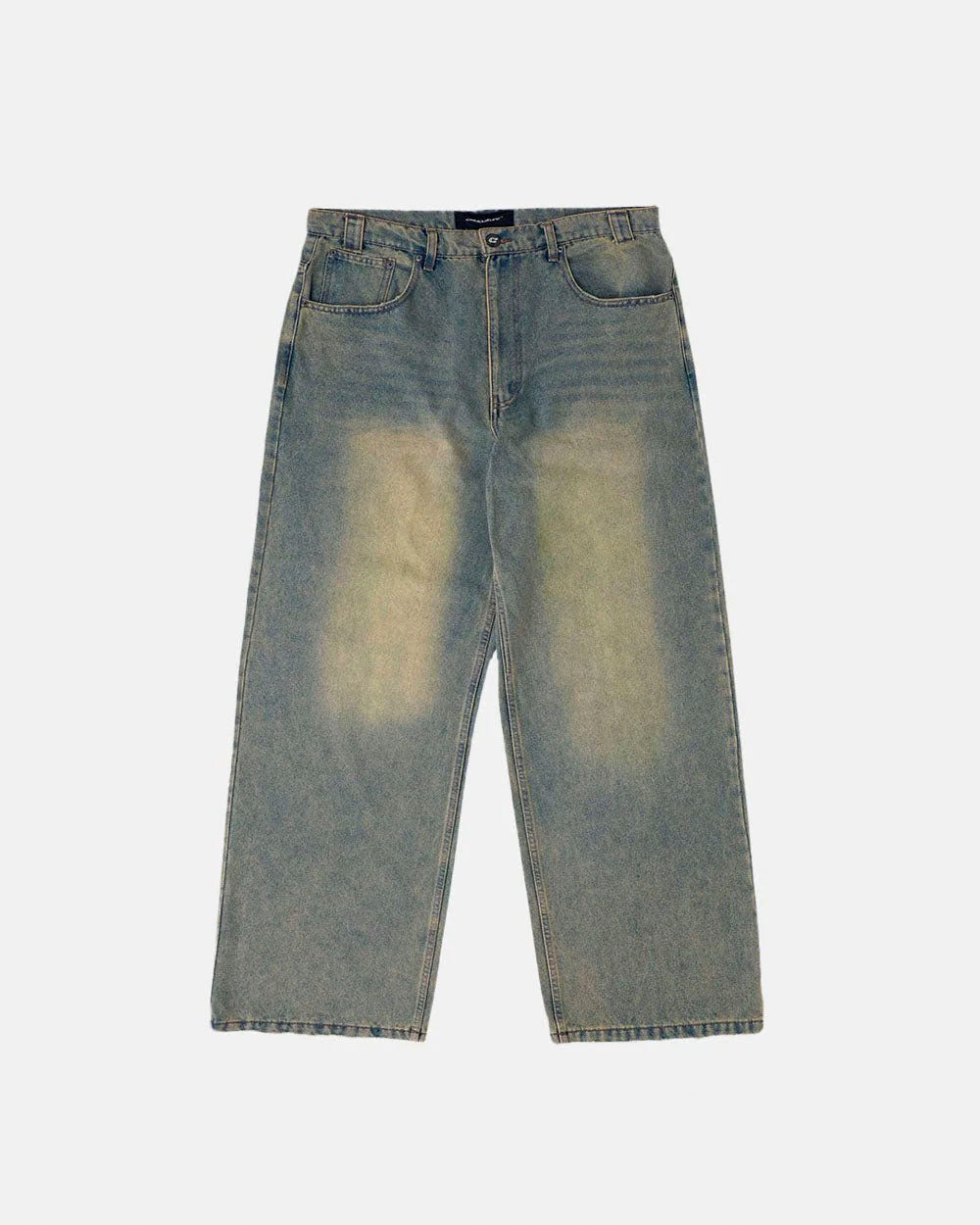 C V2 PANTS DIRTY LIGHT DENIM - light wash baggy denim pants, front view - Cold Culture #packshot