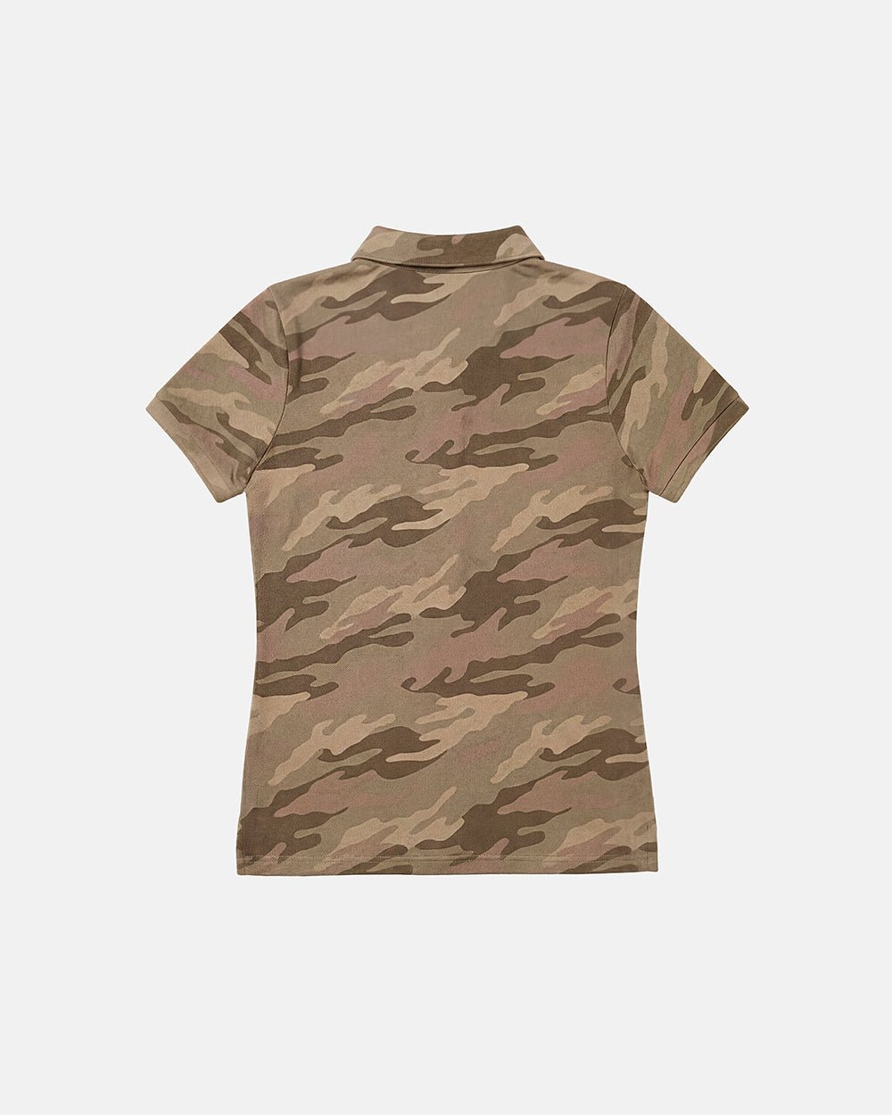 CAMO CLUB POLO - beige camo polo shirt, back view - Cold Culture #packshot