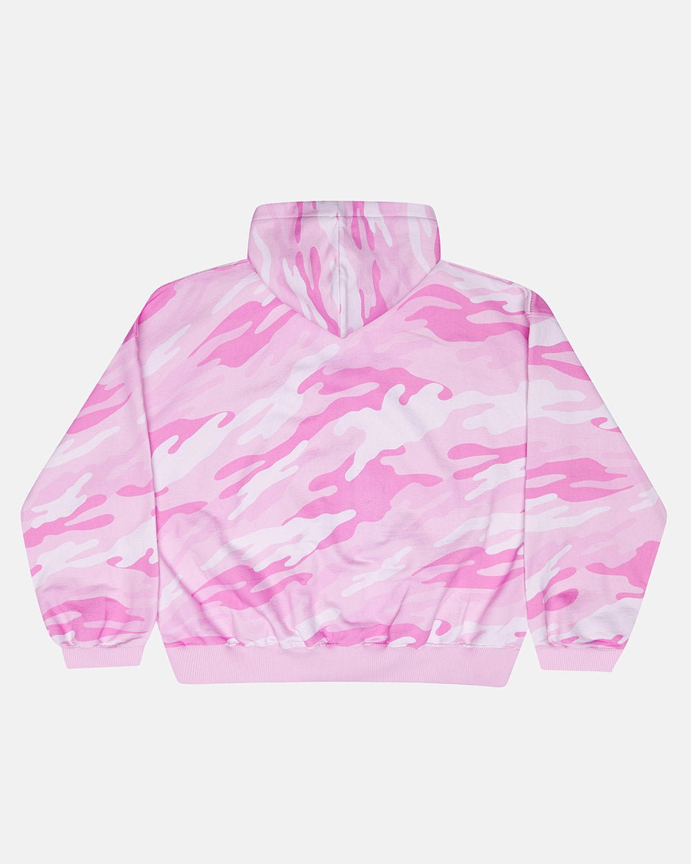 CAMO ZIP HOODIE PINK - pink camo zip-up hoodie, back view - Cold Culture #packshot