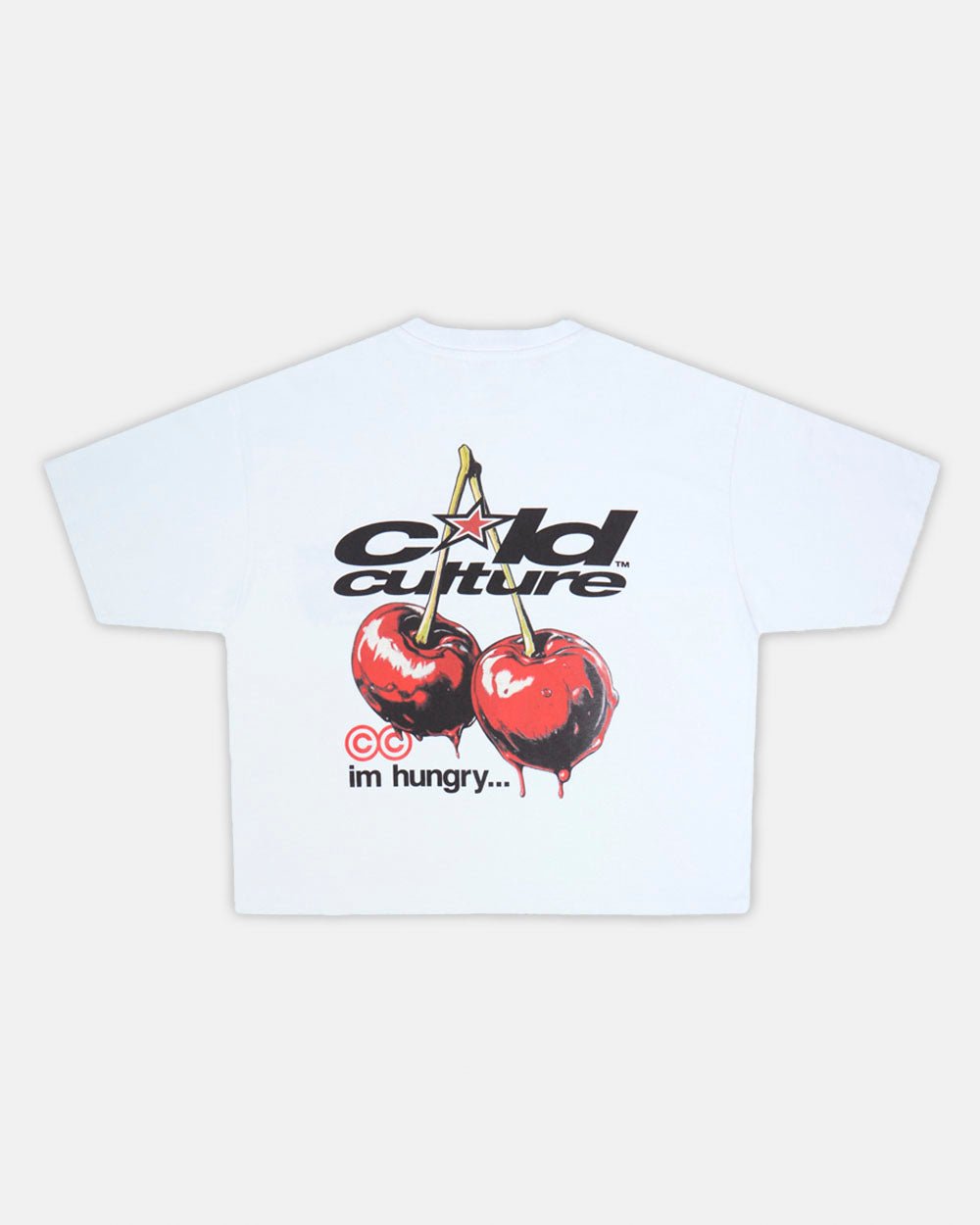 CHERRY TEE WHITE - white graphic print tee, back view - Cold Culture #packshot