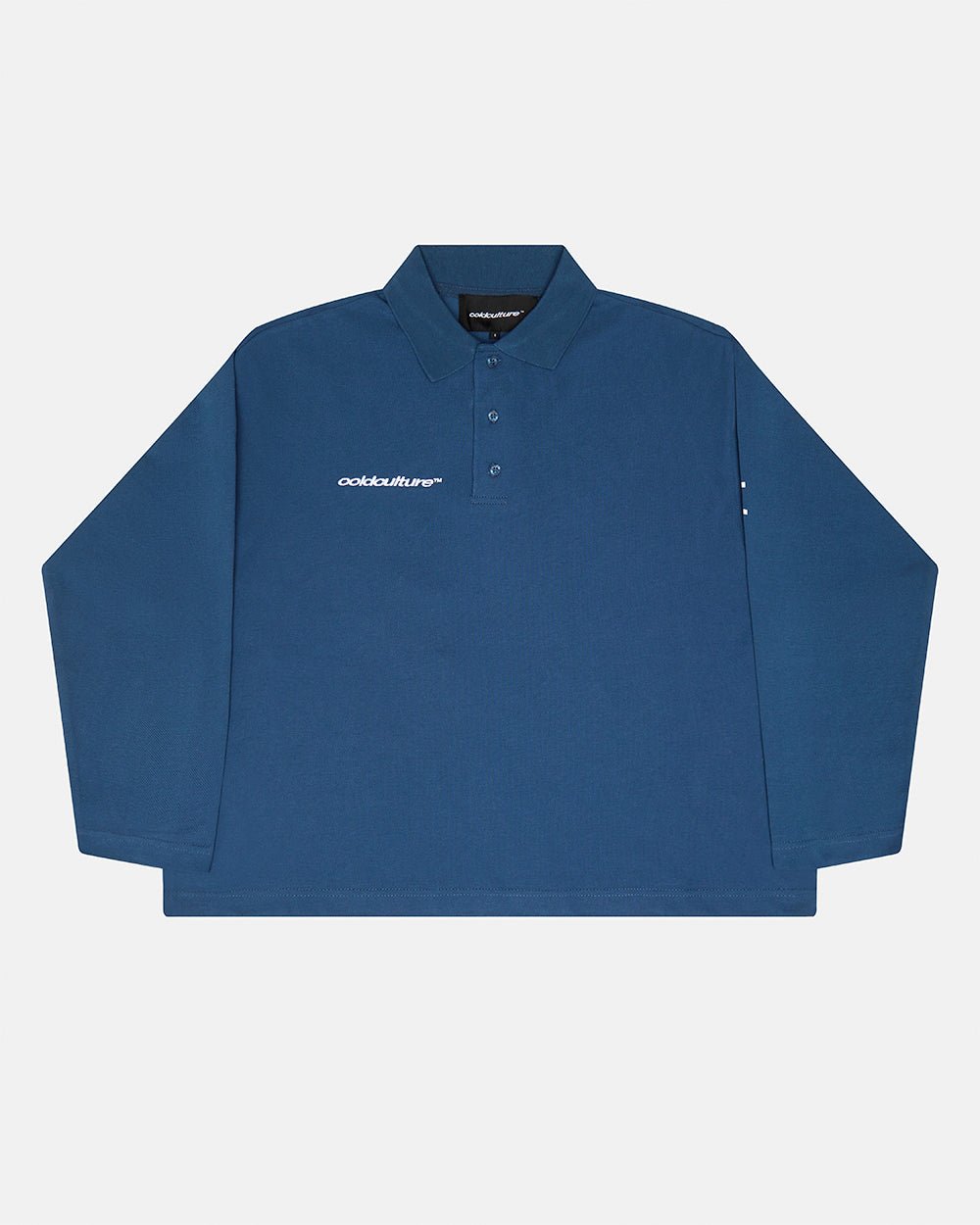 CLASSIC FIVE LONGSLEEVE POLO NAVY - navy longsleeve polo shirt, front view - Cold Culture #packshot