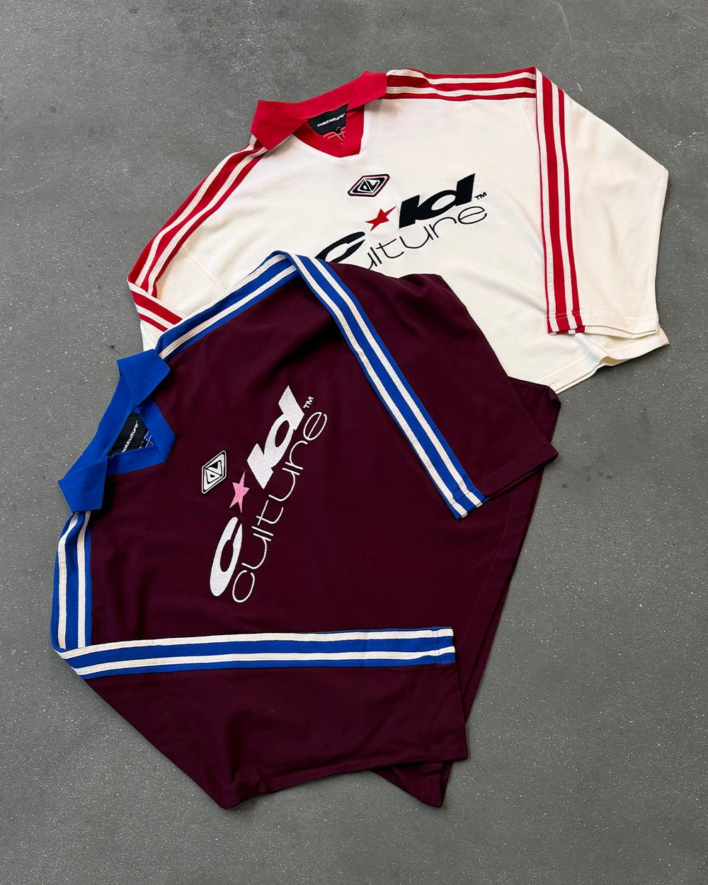 CLASSIC RAW POLO LONGSLEEVE BURGUNDY - burgundy striped longsleeve polo shirt, flat lay with matching pieces - Cold Culture