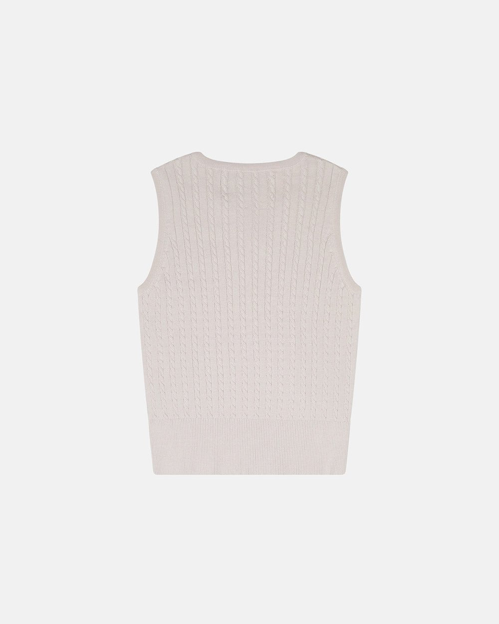 CLASSY KNIT TANK TOP - beige cable knit tank top, back view - Cold Culture #packshot