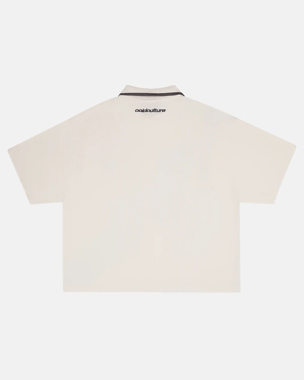 COCKY POLO GREY - grey graphic print polo shirt, back view - Cold Culture #packshot