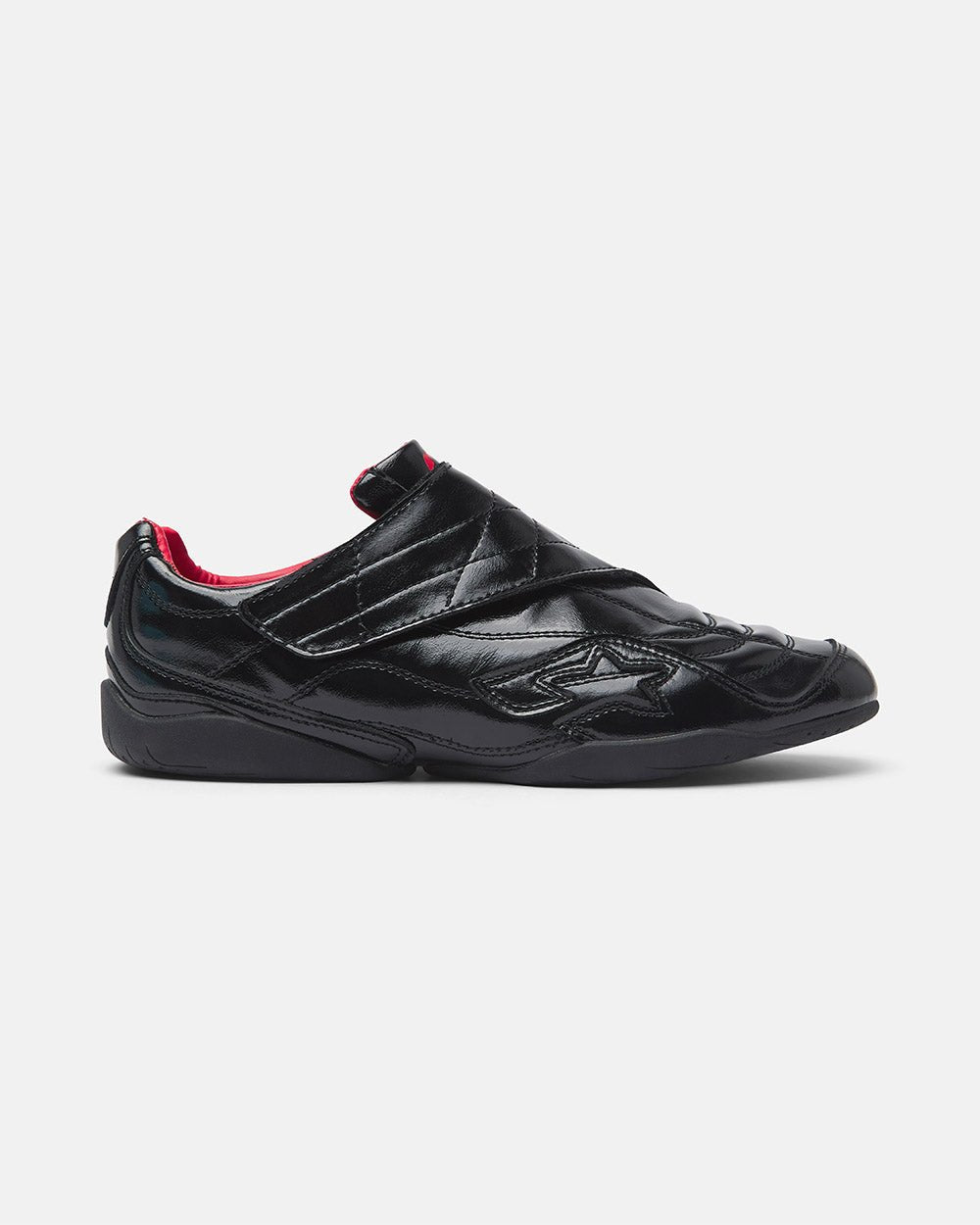 COLD HOOK SNEAKER BLACK - black velcro strap sneakers, side view - Cold Culture #packshot