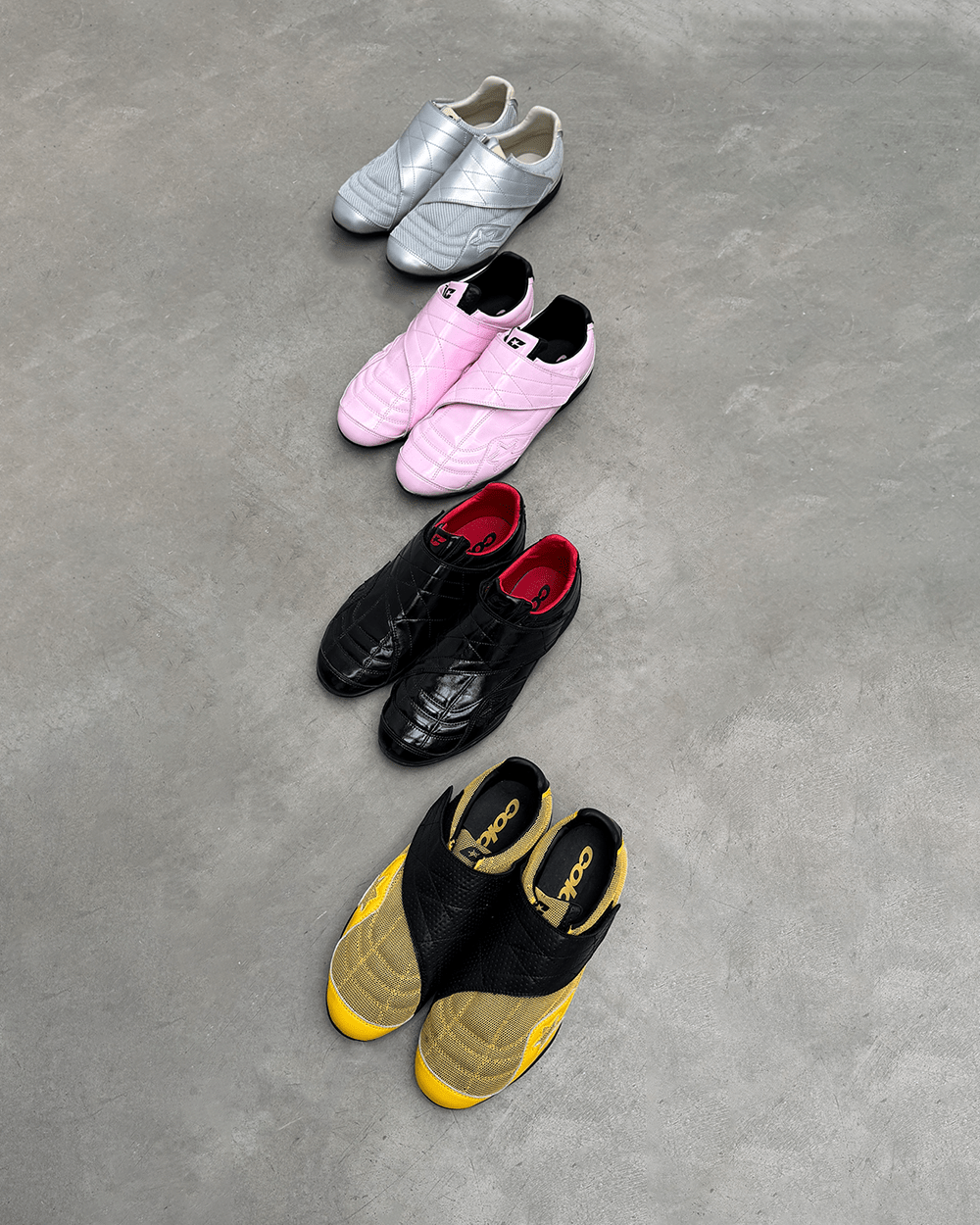 COLD HOOK SNEAKER PINK - pink velcro strap sneakers, flat lay - Cold Culture
