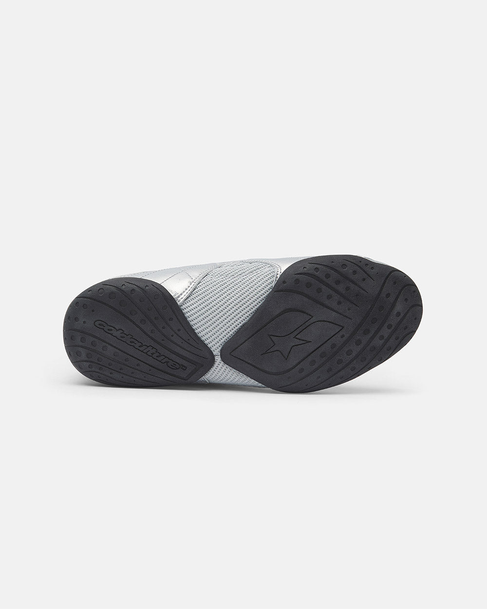 COLD HOOK SNEAKER SILVER - silver velcro strap sneakers, detail close-up - Cold Culture