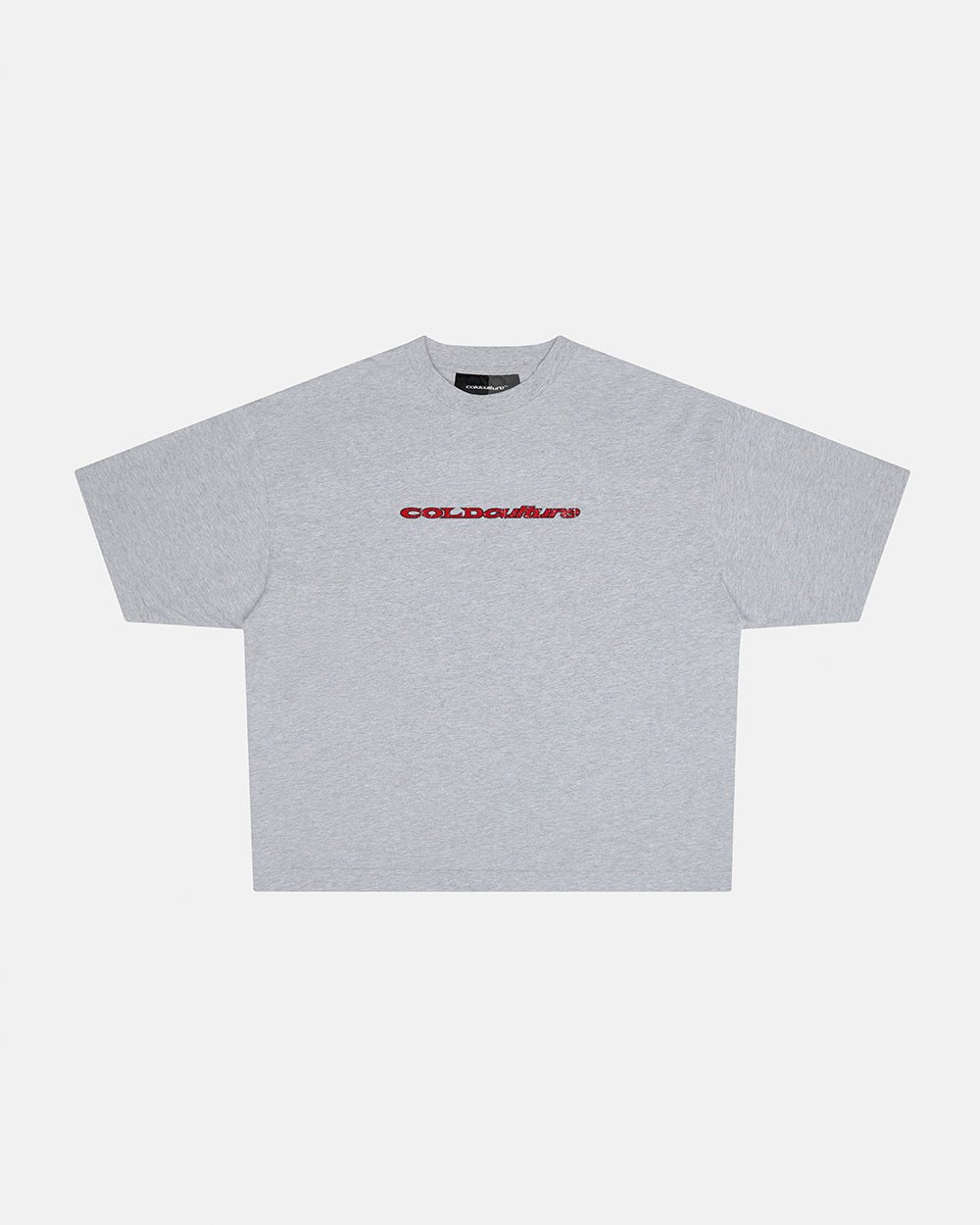 COLD´S GYM BOXY TEE GREY - grey boxy tee, front view - Cold Culture #packshot