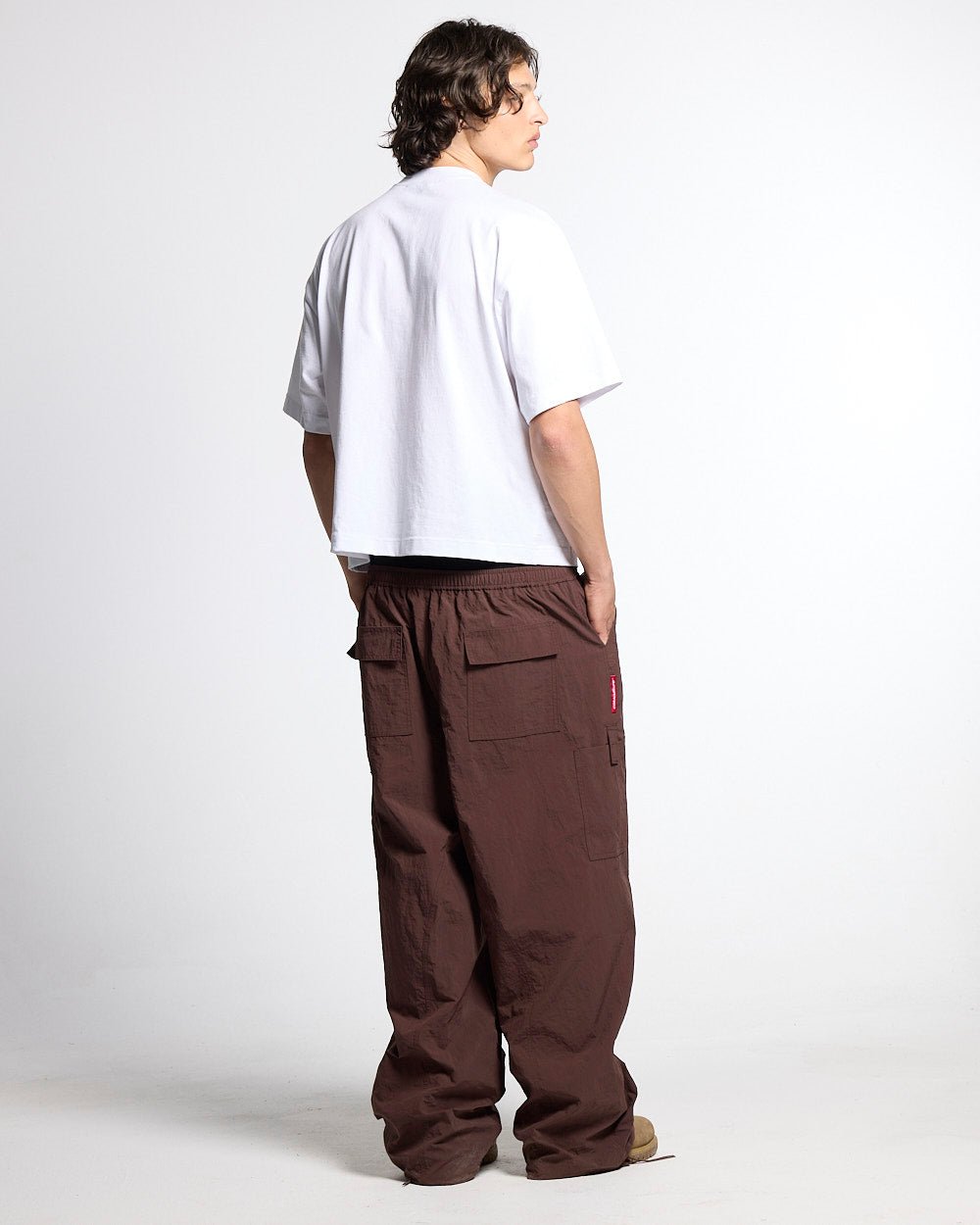 COLLECTIVE TEE WHITE - white graphic print tee, back view on male model - Cold Culture #man