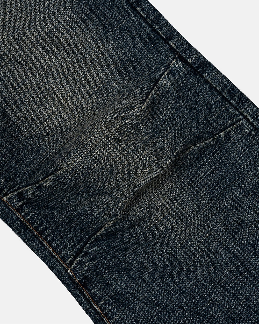 CONCRETE BOOTCUT JEANS BLUE - washed blue bootcut jeans, detail close-up - Cold Culture