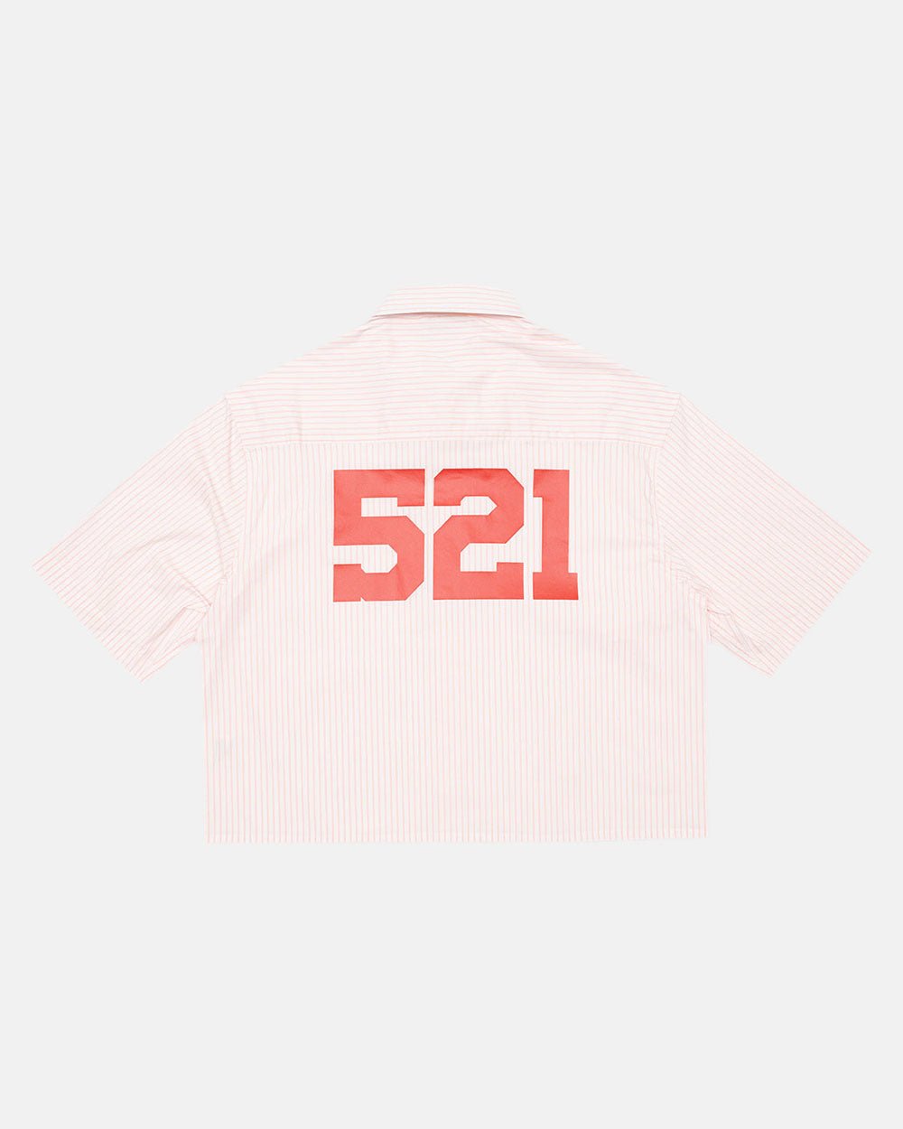 COUNTDOWN SHIRT PINK STRIPES - pink striped short sleeve shirt, back view - Cold Culture #packshot