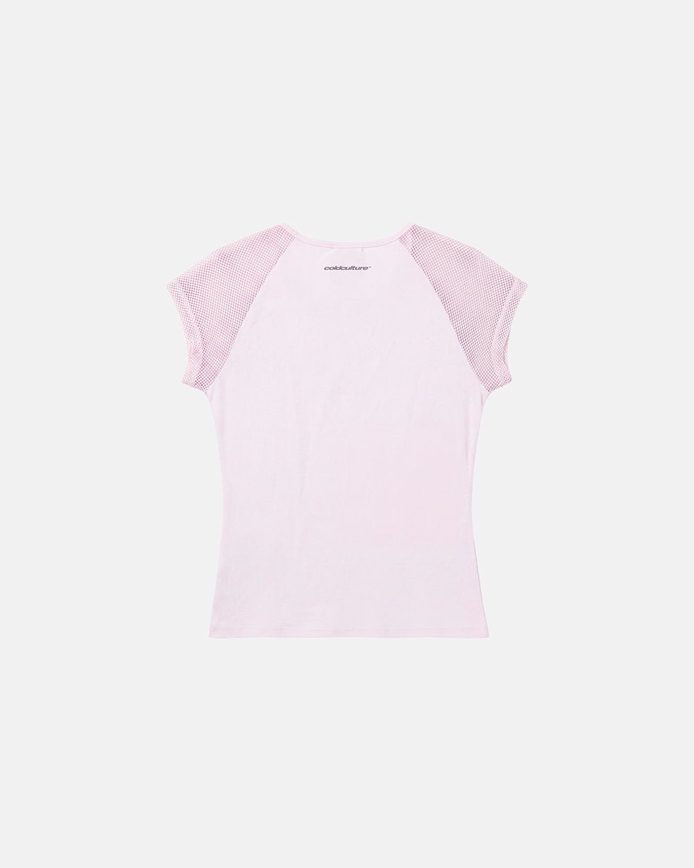 COUTURE BABY TEE PINK - pink graphic print baby tee, back view - Cold Culture #packshot