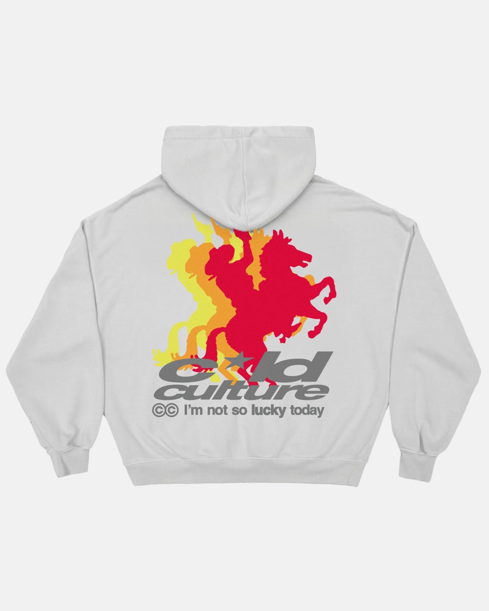 COWBOY HOODIE COOL GREY - grey graphic print hoodie, back view - Cold Culture #packshot