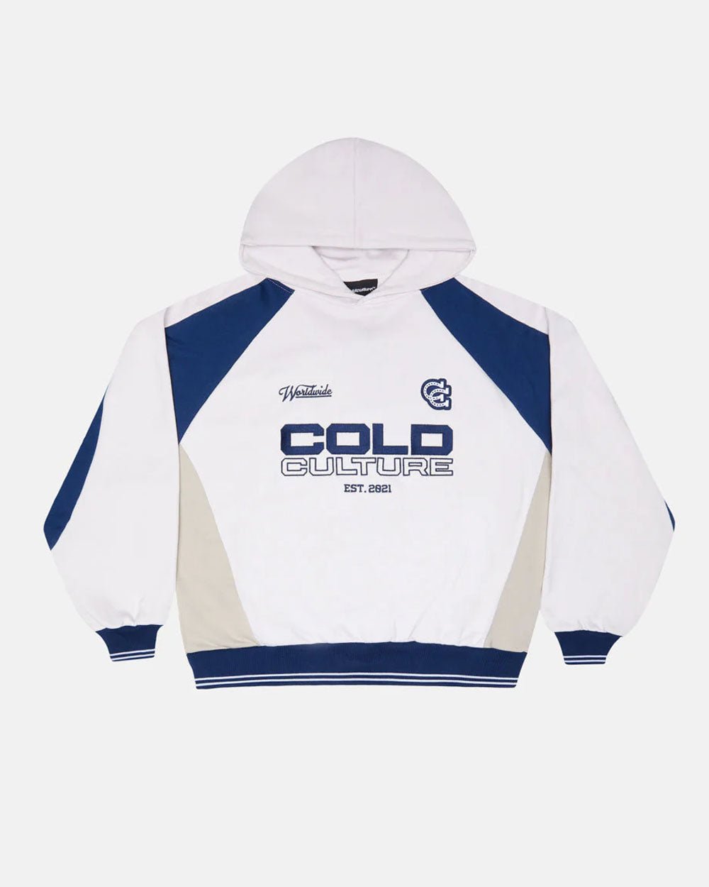 COWBOY VARSITY HOODIE WHITE/BLUE - COLD CULTURE #packshot