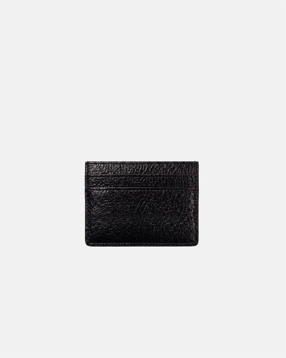 CRACKED WALLET BLACK - black cracked leather wallet, back view - Cold Culture #packshot
