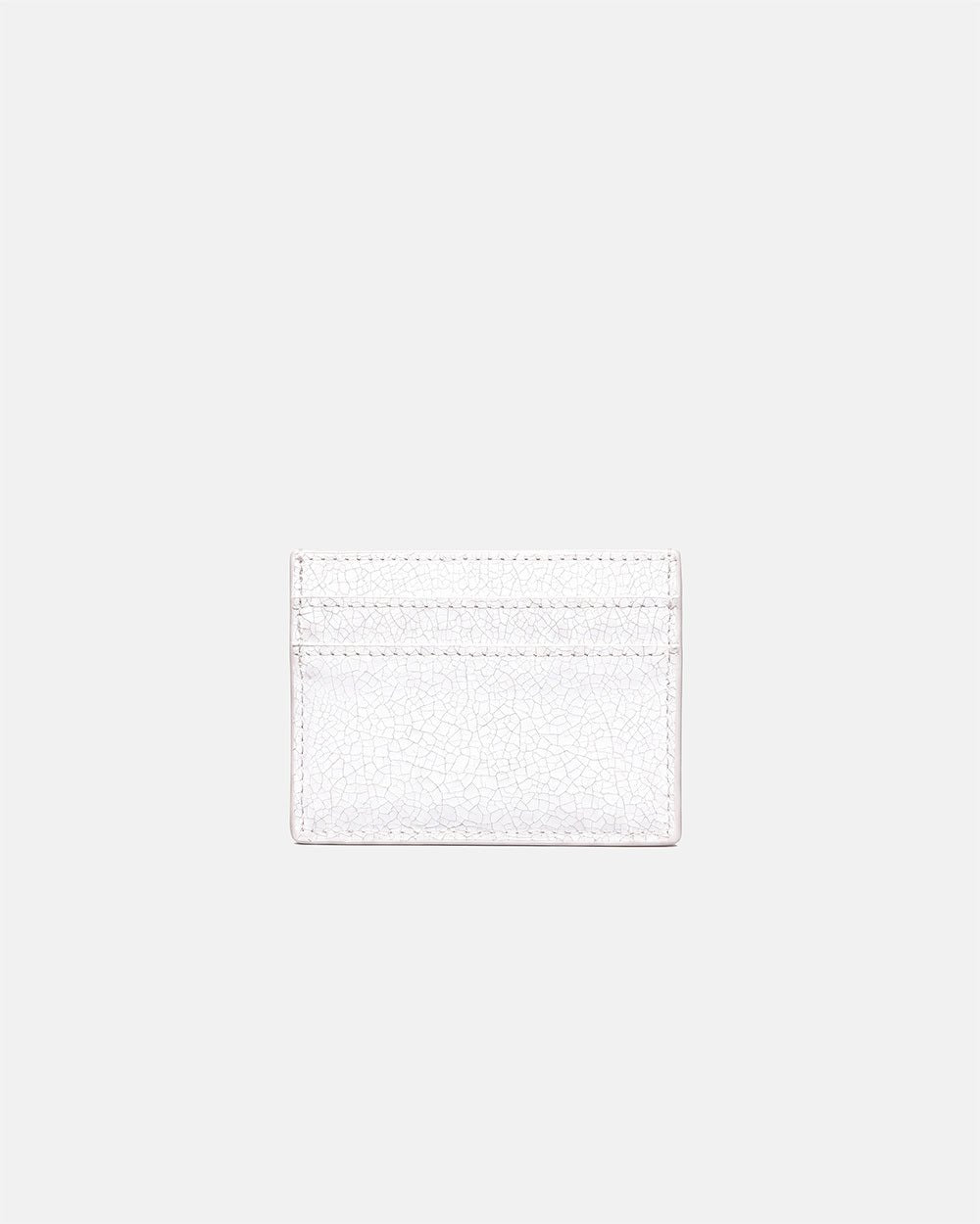 CRACKED WALLET WHITE - white cracked leather wallet, back view - Cold Culture #packshot