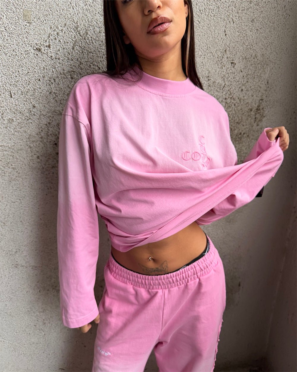 CROSSED LONGSLEEVE PINK - Cold Culture