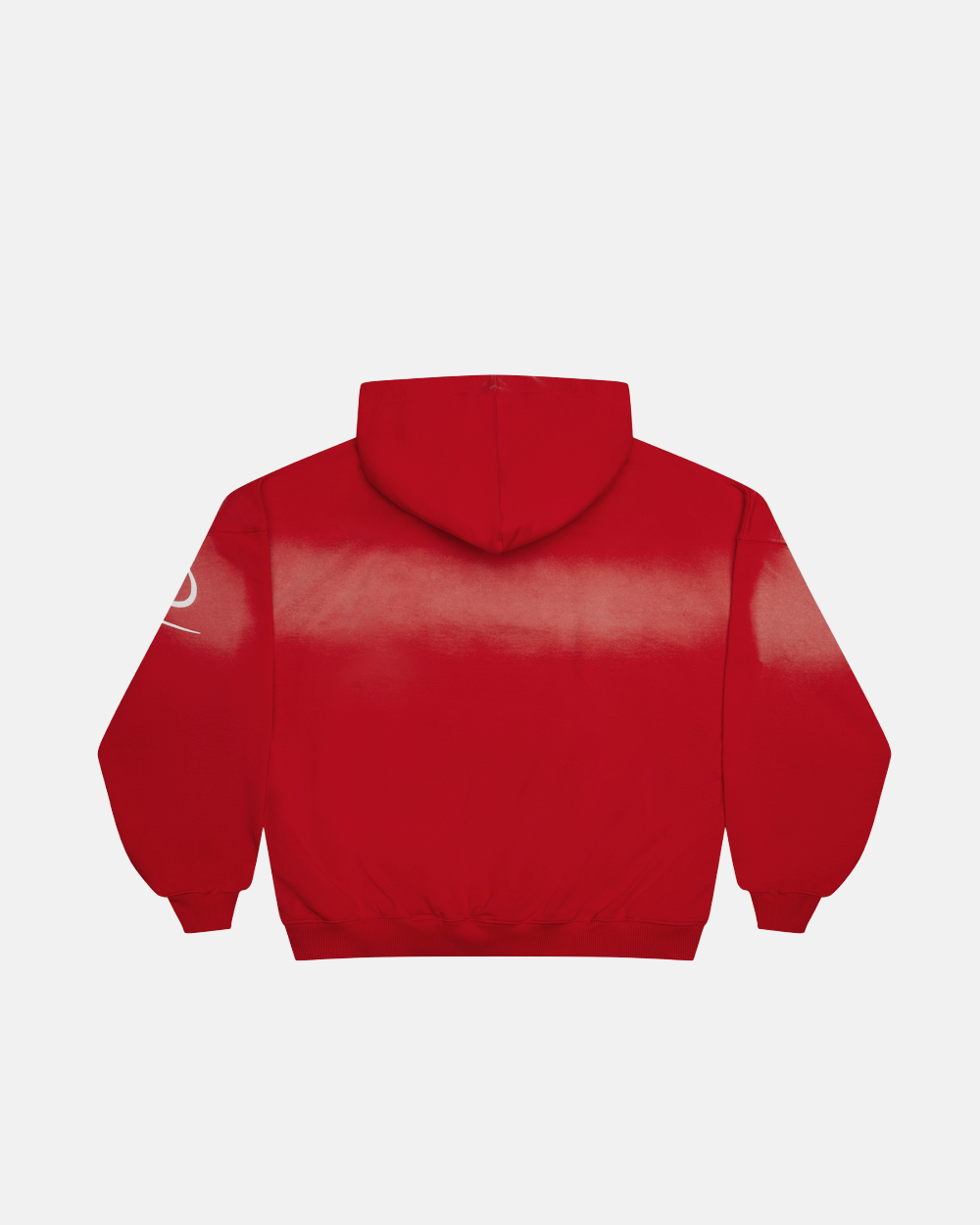 CROSSED SCRIPT HOODIE RED - red script print hoodie, back view - Cold Culture #packshot