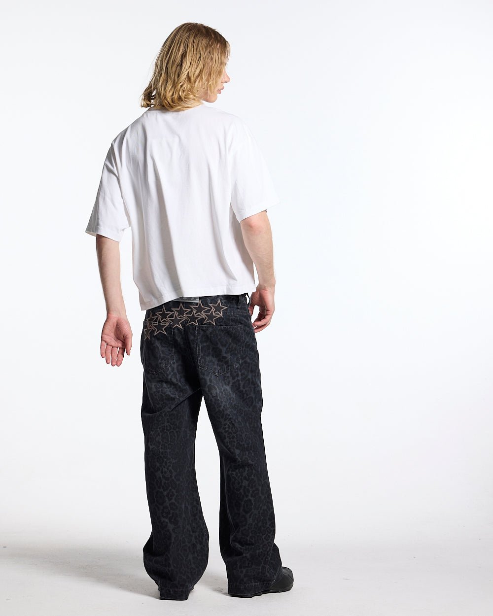 CROSSED SCRIPT TEE 2.0 WHITE - white script print tee, back view on male model - Cold Culture #man