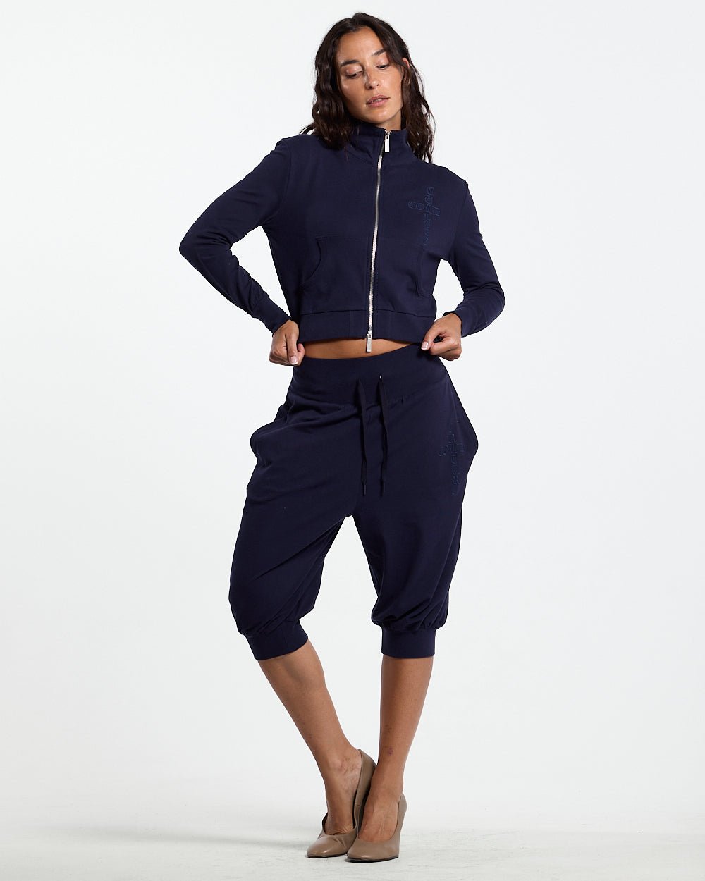 CROSSED ZIP HOODIE WOMAN NAVY - Cold Culture #woman