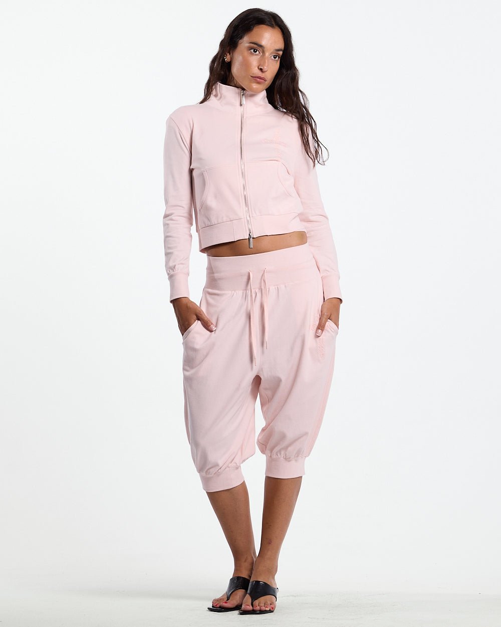 CROSSED ZIP HOODIE WOMAN PINK - Cold Culture #woman